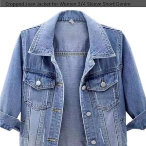 Light Blue Denim Jacket 3/4 sleeve